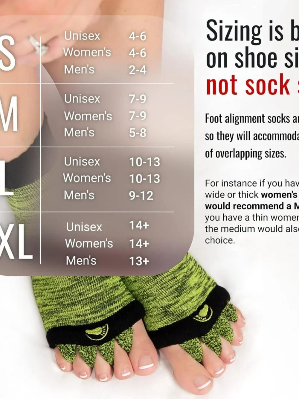 Foot Alignment Socks with Toe Separators for Men or Women